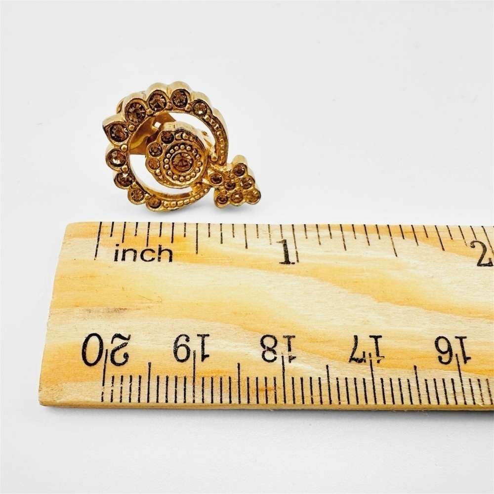 VTG Christian Dior Gold Tone Baroque Double Circles Filigree Clip Earrings - Picture 11 of 14